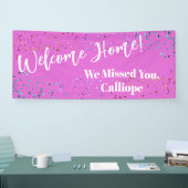 Colorful Confetti Bright Pink Welkom thuis Spandoek (Beurs)