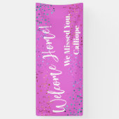 Colorful Confetti Bright Pink Welkom thuis Spandoek (Verticaal)
