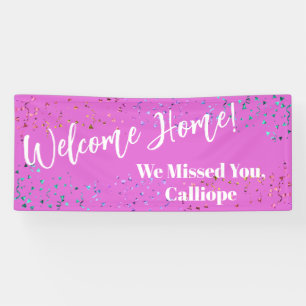 Colorful Confetti Bright Pink Welkom thuis Spandoek