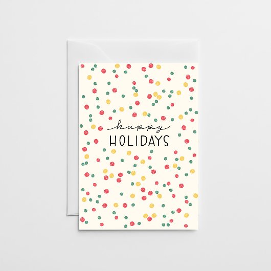 Colorful Confetti Dots Cream Paper Feestdagen Kaart