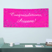 Colorful Confetti Elegant Gefeliciteerd Hot Pink Spandoek (Beurs)