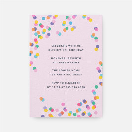 Colorful Confetti Girl's Birthday Pink Kaart