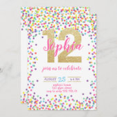 Colorful Confetti Gold Number Girl 12e verjaardag Kaart (Voorkant / Achterkant)