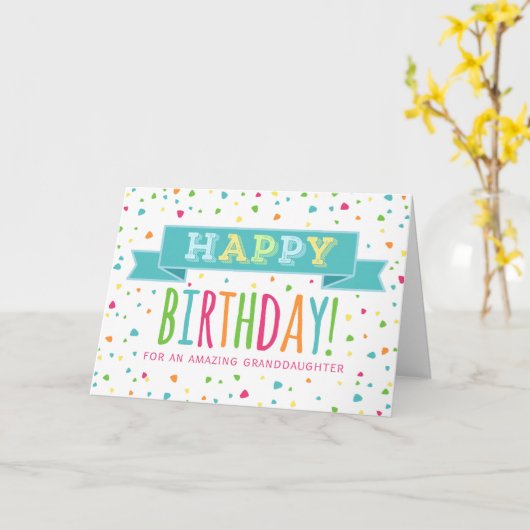 Colorful Confetti Granddochter Birthday Card Kaart (Gele Bloem)