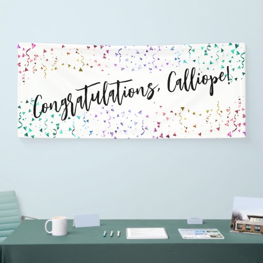 Colorful Confetti Handwriting Gefeliciteerd Spandoek (Beurs)