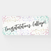 Colorful Confetti Handwriting Gefeliciteerd Spandoek (Horizontaal)
