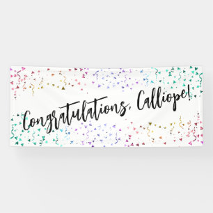 Colorful Confetti Handwriting Gefeliciteerd Spandoek