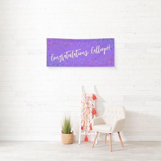 Colorful Confetti Handwriting Gefeliciteerd Spandoek (Insitu)