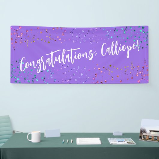 Colorful Confetti Handwriting Gefeliciteerd Spandoek (Beurs)