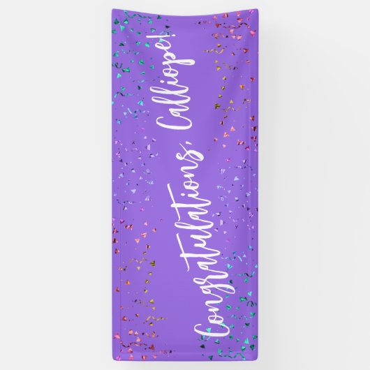 Colorful Confetti Handwriting Gefeliciteerd Spandoek (Verticaal)