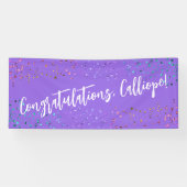 Colorful Confetti Handwriting Gefeliciteerd Spandoek (Horizontaal)