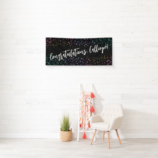 Colorful Confetti Handwriting Gefeliciteerd Spandoek (Insitu)