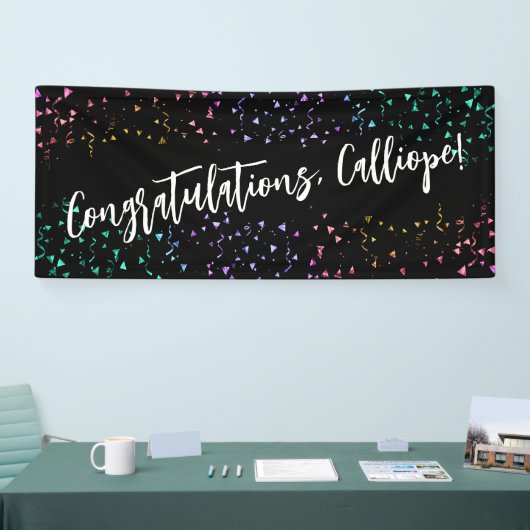 Colorful Confetti Handwriting Gefeliciteerd Spandoek (Beurs)