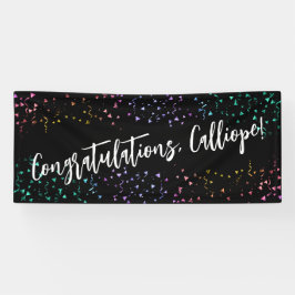 Colorful Confetti Handwriting Gefeliciteerd Spandoek