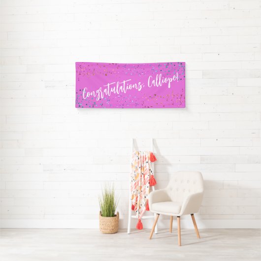 Colorful Confetti Handwriting Gefeliciteerd Spandoek (Insitu)