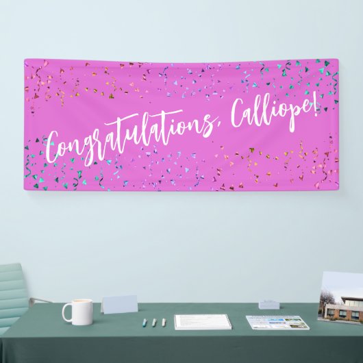 Colorful Confetti Handwriting Gefeliciteerd Spandoek (Beurs)