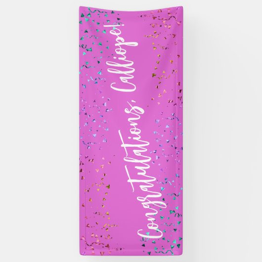 Colorful Confetti Handwriting Gefeliciteerd Spandoek (Verticaal)