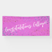 Colorful Confetti Handwriting Gefeliciteerd Spandoek (Horizontaal)