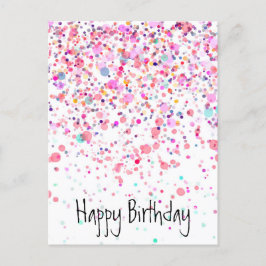 Colorful Confetti Happy Birthday Roze Briefkaart