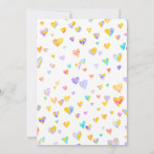 Colorful Confetti Hearts Birthday Party Invitation Kaart (Achterkant)
