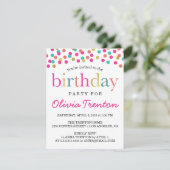 Colorful Confetti Kids Birthday Party Invitations Kaart (Staand voorkant)