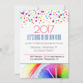 Colorful Confetti New Years Party Invitation Kaart (Voorkant)