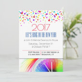 Colorful Confetti New Years Party Invitation Kaart (Staand voorkant)