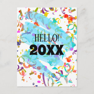 Colorful Confetti Nieuwjaar Blauw vierkant Sjabloo Feestdagenkaart