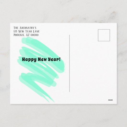 Colorful Confetti nieuwjaar Blauwgroen vierkant Sj Feestdagenkaart (Achterkant)