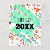 Colorful Confetti nieuwjaar Blauwgroen vierkant Sj Feestdagenkaart (Voorkant)