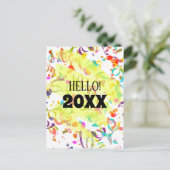 Colorful Confetti Nieuwjaar Geel vierkant Feestdagenkaart (Staand voorkant)