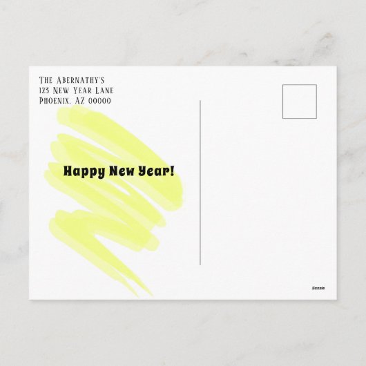 Colorful Confetti Nieuwjaar Geel vierkant Feestdagenkaart (Achterkant)