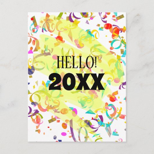 Colorful Confetti Nieuwjaar Geel vierkant Feestdagenkaart (Voorkant)