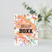 Colorful Confetti nieuwjaar Oranje vierkant Feestdagenkaart (Staand voorkant)