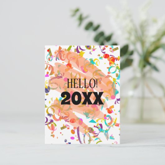 Colorful Confetti nieuwjaar Oranje vierkant Feestdagenkaart (Staand voorkant)
