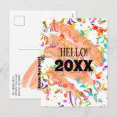 Colorful Confetti nieuwjaar Oranje vierkant Feestdagenkaart (Voorkant / Achterkant)