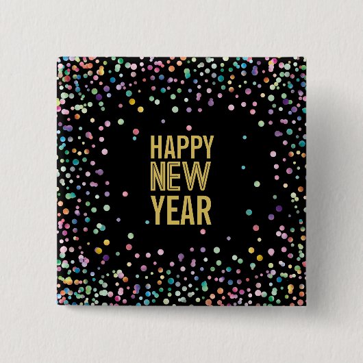Colorful Confetti nieuwjaarsfeest Button Pin (Voorkant)