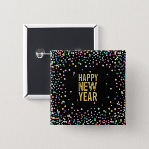 Colorful Confetti nieuwjaarsfeest Button Pin