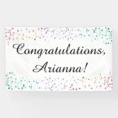 Colorful Confetti on White Gefeliciteerd Elegant Spandoek (Horizontaal)