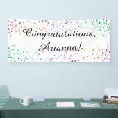 Colorful Confetti on White Gefeliciteerd Elegant Spandoek (Beurs)
