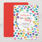 Colorful Confetti Party Kaart (Voorkant / Achterkant)