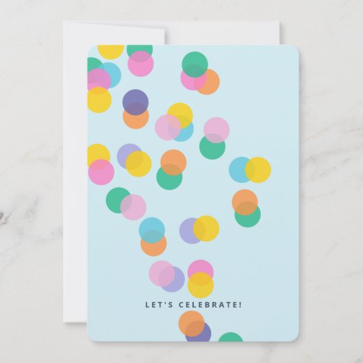 Colorful Confetti Pastel Blue Kids Birthday Kaart (Voorkant)