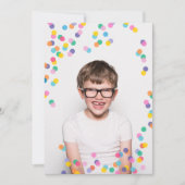 Colorful Confetti Photo Birthday Invitation Kaart (Voorkant)