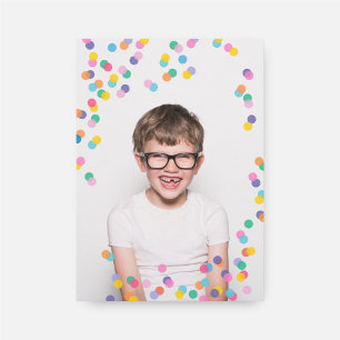 Colorful Confetti Photo Birthday Invitation Kaart