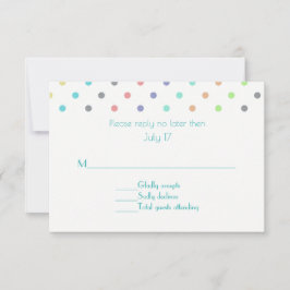 Colorful Confetti Polka Dot Wedding RSVP Kaart