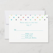Colorful Confetti Polka Dot Wedding RSVP Kaart