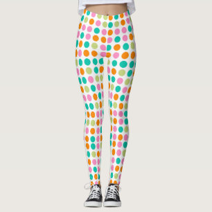Colorful confetti polka punts retro 60s art cushio leggings