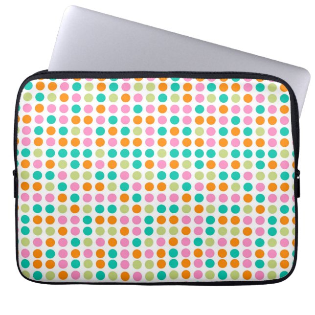 Colorful confetti polka punts retro 60s art laptop sleeve (Voorkant)