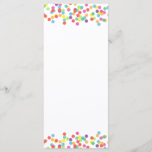 Colorful Confetti Rainbow Fun Wedding Menu (Achterkant)