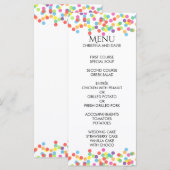 Colorful Confetti Rainbow Fun Wedding Menu (Voorkant / Achterkant)